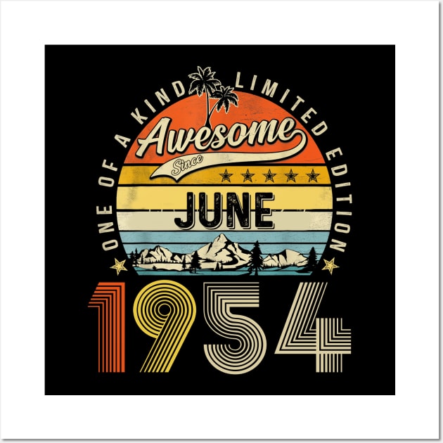 Awesome Since June 1954 Vintage 69th Birthday Wall Art by Vintage White Rose Bouquets